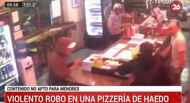 Violento robo a una pizzería de Haedo, CANAL 26