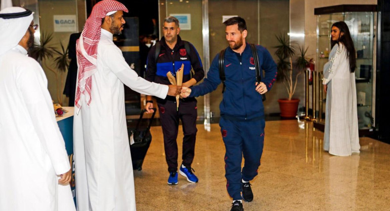 Llegada de Messi y el Barcelona a Arabia Saudita por Supercopa de España