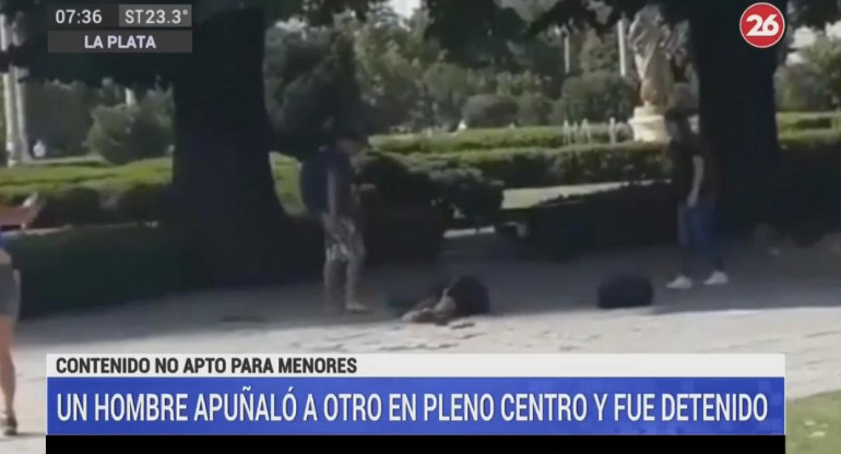 Hombre apuñala a otro en La Plata, captura Canal 26