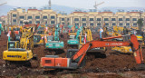 Construcción de hospital en China por coronavirus