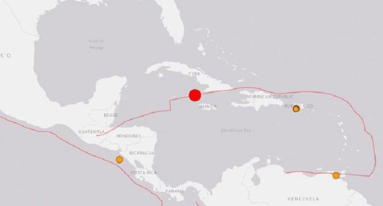 Terremoto de magnitud 7,7 sacudió el Mar Caribe, Imagen del Servicio Geológico de EEUU