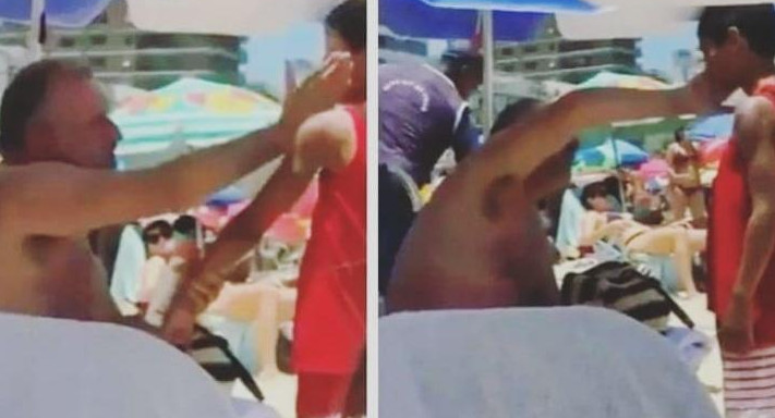 Turista le puso bronceador a un niño que vendía en la playa