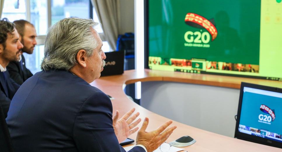 Videoconferencia de Alberto Fernández ante G20