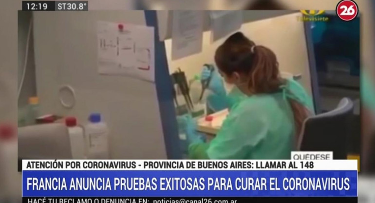 Francia anuncia avances en la cura contra el coronavirus