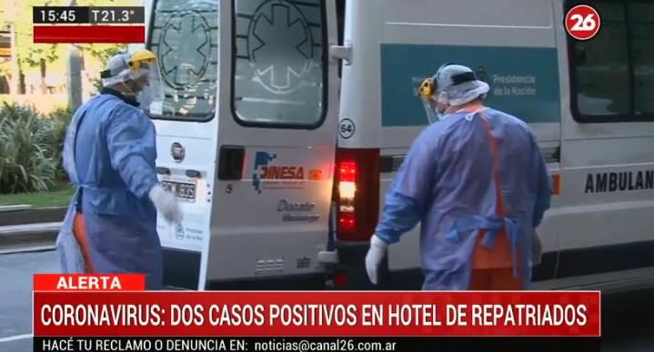 Casos positivos de coronavirus en hotel de repatriados, CANAL 26