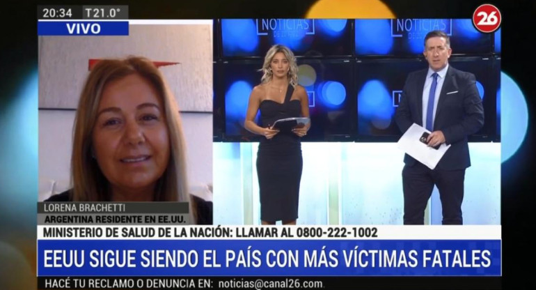 Lorena Brachetti, argentina en Estados Unidos. Canal 26.	