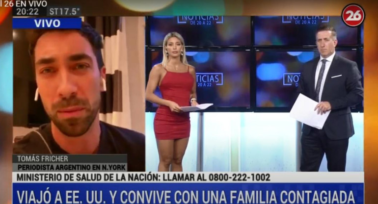 Coronavirus, periodista argentino contagiado en Nueva York, pandemia, Canal 26	