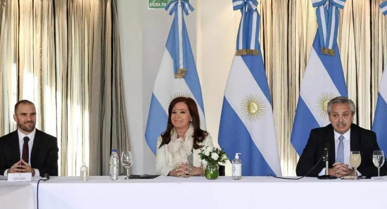 Martín Guzmán, Cristina Kirchner y Alberto Fernández