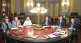 La Corte Suprema de Justicia de la provincia de Buenos Aires. De izquierda a derecha: Sergio Gabriel Torres, Luis Esteban Genoud, Daniel Fernando Soria (presidente), Eduardo Néstor de Lázzari, Eduardo Julio Pettigiani, Hilda Kogan.