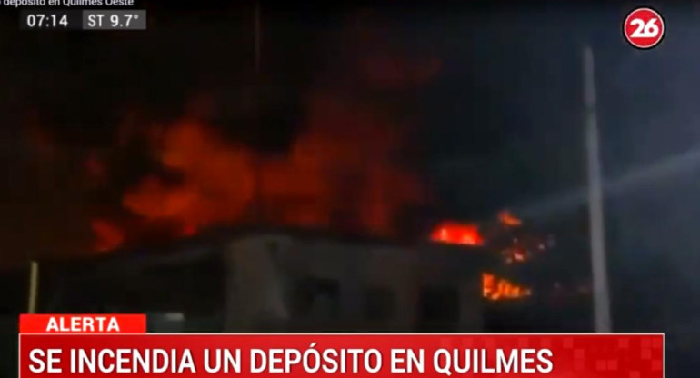 Voraz incendio en Quilmes, Canal 26