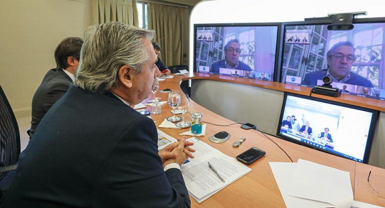 Alberto Fernández, presidente de Argentina, videoconferencia con BID