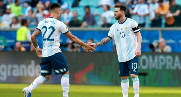 Messi y Lautaro Martínez, fútbol