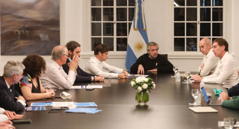 Reunión de Alberto Fernández con Axel Kicillof y Horacio Rodríguez Larreta