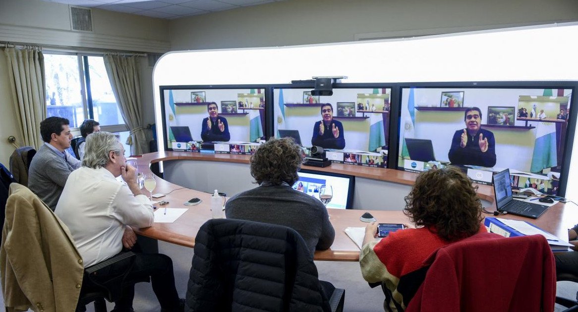 Alberto Fernández mantuvo este mediodia una reunion via teleconferencia con los gobernadores