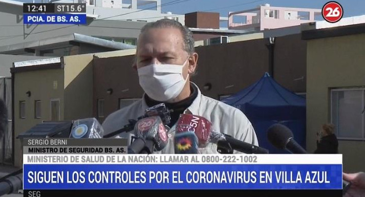 Sergio berni sobre coronavirus en Azul