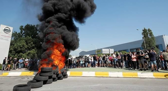 Protesta de trabajadores de Nissan, España, Reuters