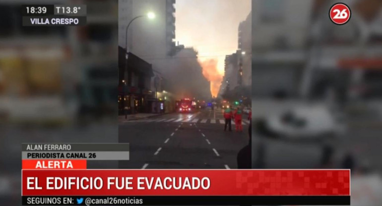 Explosión e incendio en un comercio de Villa Crespo, CANAL 26