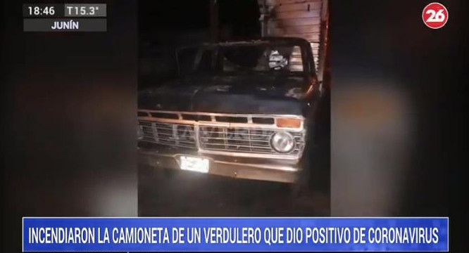 Prendieron fuego la camioneta de un verdulero que dio positivo de coronavirus en Junín, CANAL 26