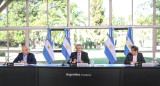 Rodríguez Larreta, Alberto Fernández, Axel Kicillof, anuncio 26 de junio de 2020, coronavirus en Argentina, cuarenena, Presidencia - NA