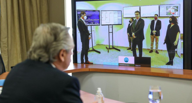 Videoconferencia entre Alberto Fernández y Capitanich, Agencia NA