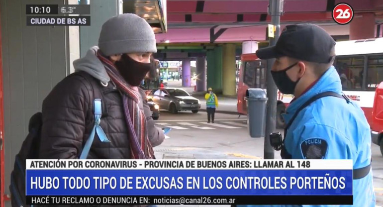 Coronavirus, Argentina, pandemia, excusas de pasajeros, Canal 26	