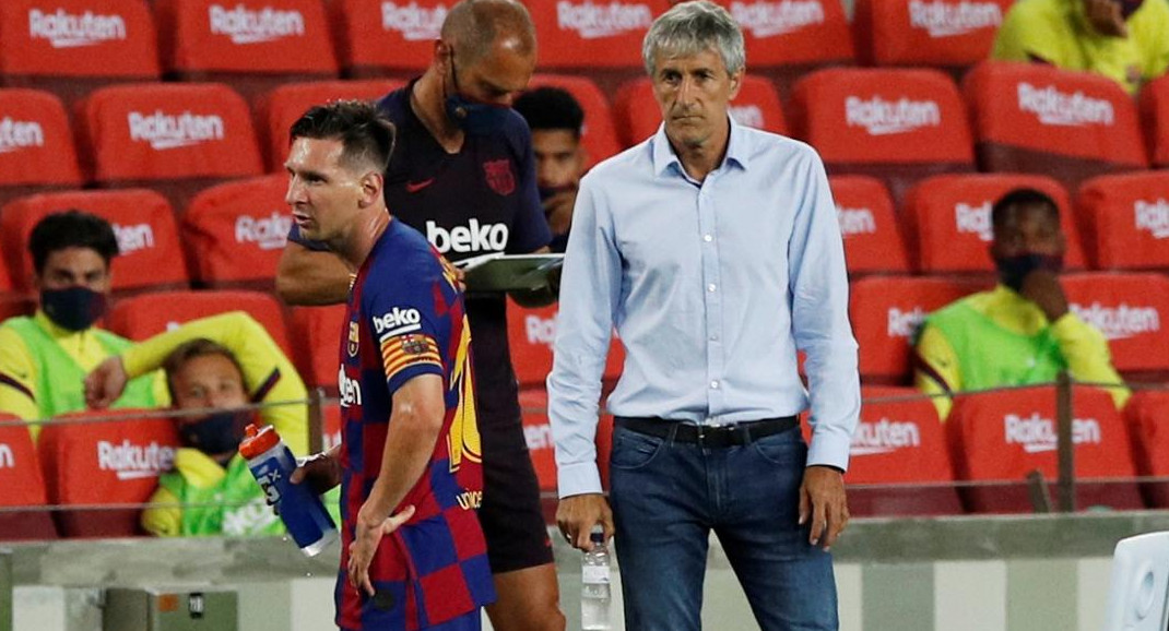 Lionel Messi y Quique Setién, Barcelona, Reuters