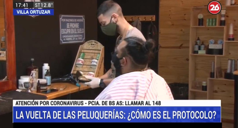 Apertura de peluquerías en Ciudad de Buenos Aires, cuarentena, Canal 26