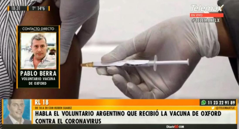 Pablo Berra, argentino que se aplicó la vacuna de Oxford, Radio Latina