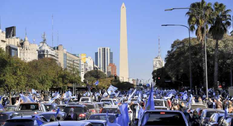 "Banderazo del 17A" contra el Gobierno en el Obelisco y distintos puntos del país, NA