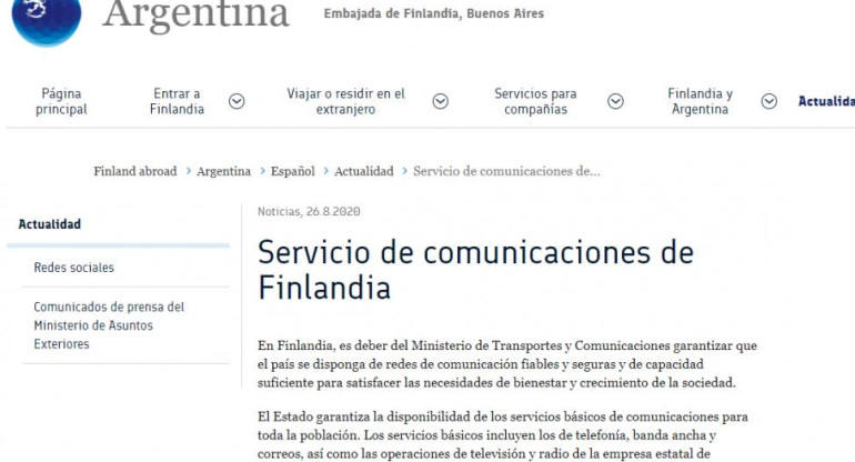 Comunicado, Servicio de comunicaciones de Finlandia