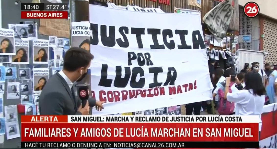 Explosión en San Miguel, Marcha y reclamo de Justicia por Lucía Costa, CANAL 26