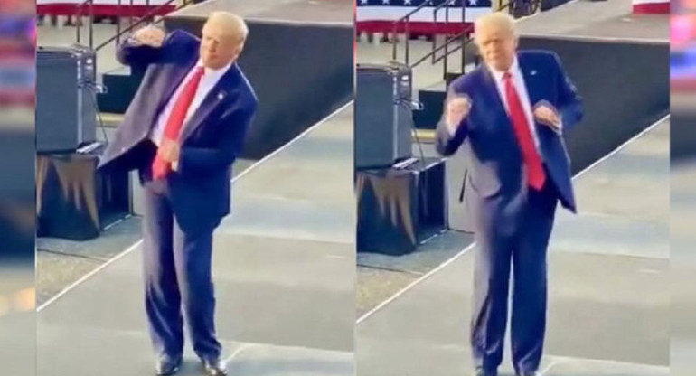 Trump bailando en la reunión