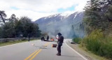 Toma de tierras en El Foyel, corte de ruta, Foto Mejor Informado