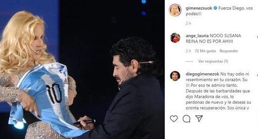 Susana Giménez y su mensaje a Diego Maradona en Twitter