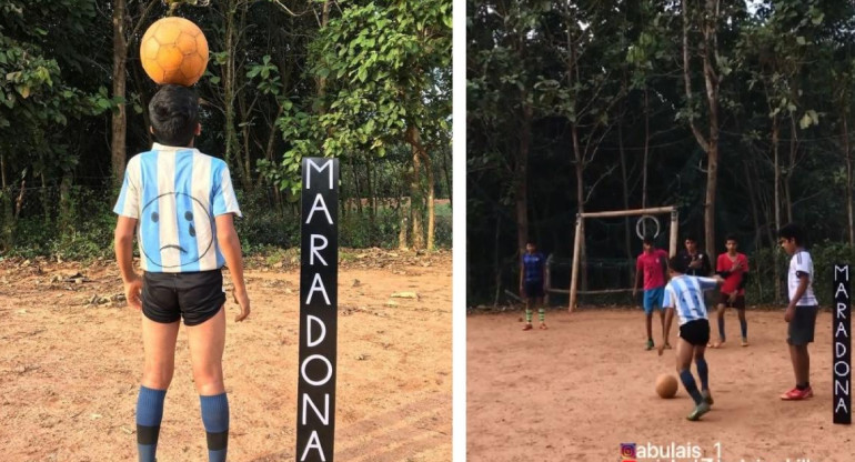India, Mishail homenajeó a Diego Maradona con una réplica de un gol suyo