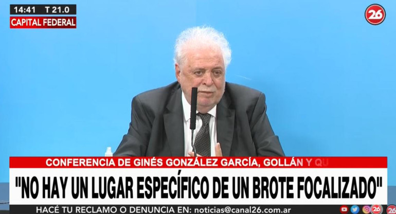 Ginés González García, ministro de Salud, conferencia, Canal 26