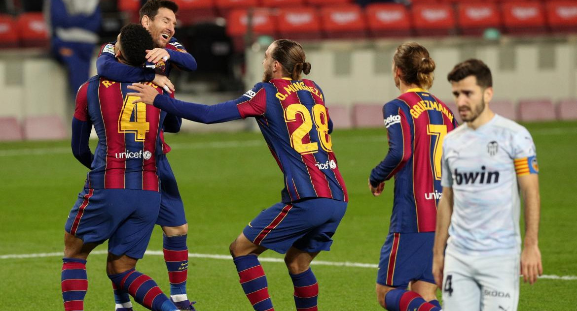 Festejo de Messi en el Barcelona ante el Valencia, REUTERS