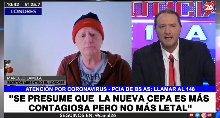 Marcelo Lamela, escritor argentino en Reino Unido, coronavirus, Canal 26