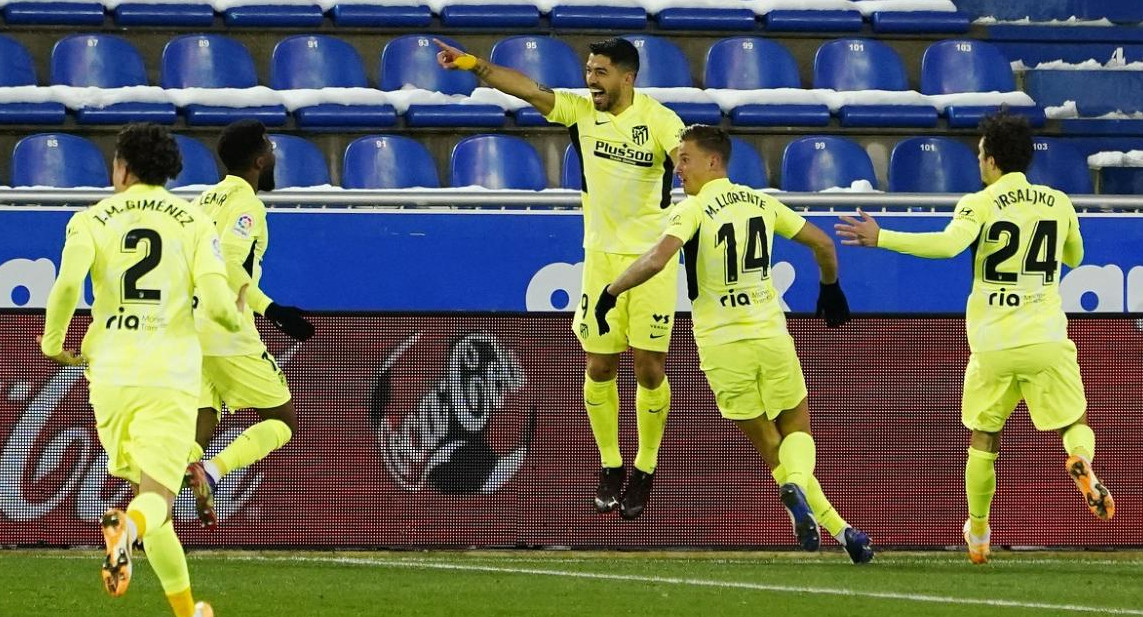 Luis Suárez, festejo de gol, Atlético Madrid, foto Reuters