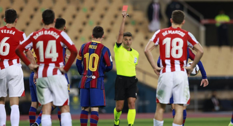 Lionel Messi, Barcelona, expulsión ante Athletic Bilbao, Foto Reuters