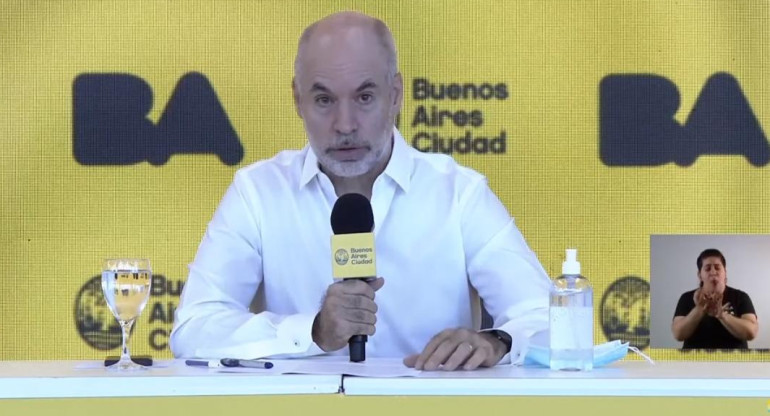 Horacio Rodríguez Larreta, Gobierno porteño, conferencia sobre inicio de clases en la Ciudad, captura YouTube