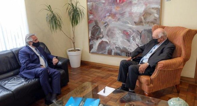 Alberto Fernández y Ricardo Lagos, reunión en Chile, Foto Presidencia de la Nación