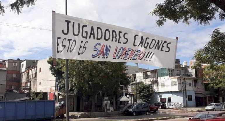 San Lorenzo, amenazas contra jugadores y dirigentes, pasacalles, Foto Twitter
