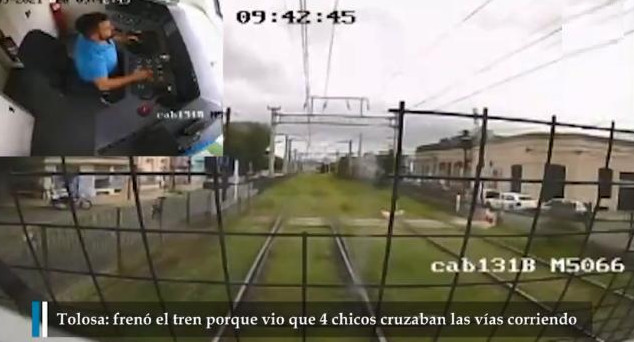 Casi una tragedia en Tolosa: un tren frenó de golpe porque cuatro chicos cruzaban corriendo por las vías