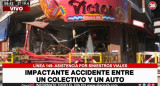 Accidente entre un colectivo y un auto de alta gama en Vicente López, CANAL 26