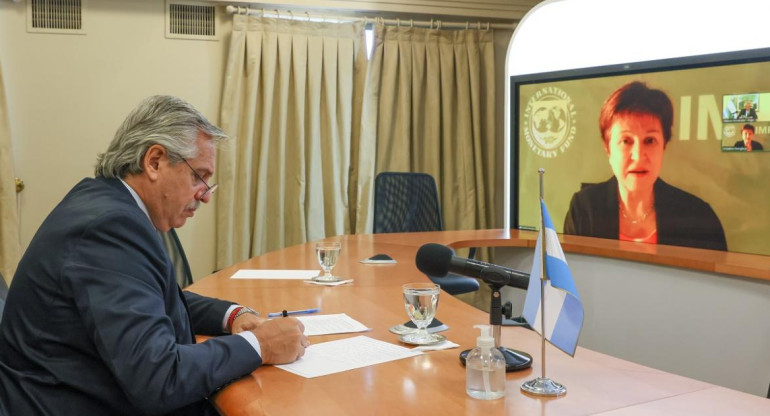Alberto Fernández, presidente de Argentina, conferencia, Kristalina Georgieva, FMI, NA