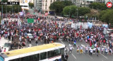 Caos por marcha de organizaciones sociales en avenida 9 de julio sin distanciamiento social ni protocolo	