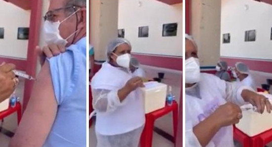 Enfermera Brasil aplicando vacuna Covid