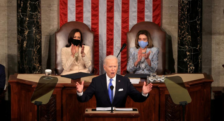 Joe Biden en su discurso de los 100 días en el Capitolio, Reuters
