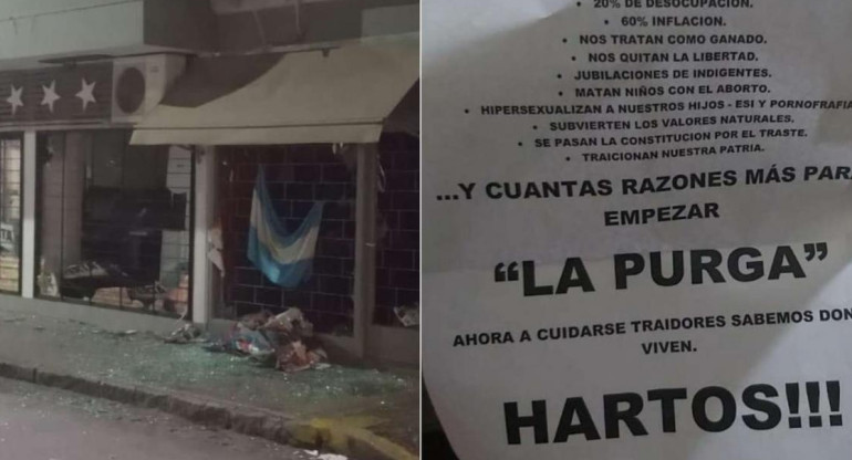 Ataque a la sede del Frente de Todos en Bahia Blanca